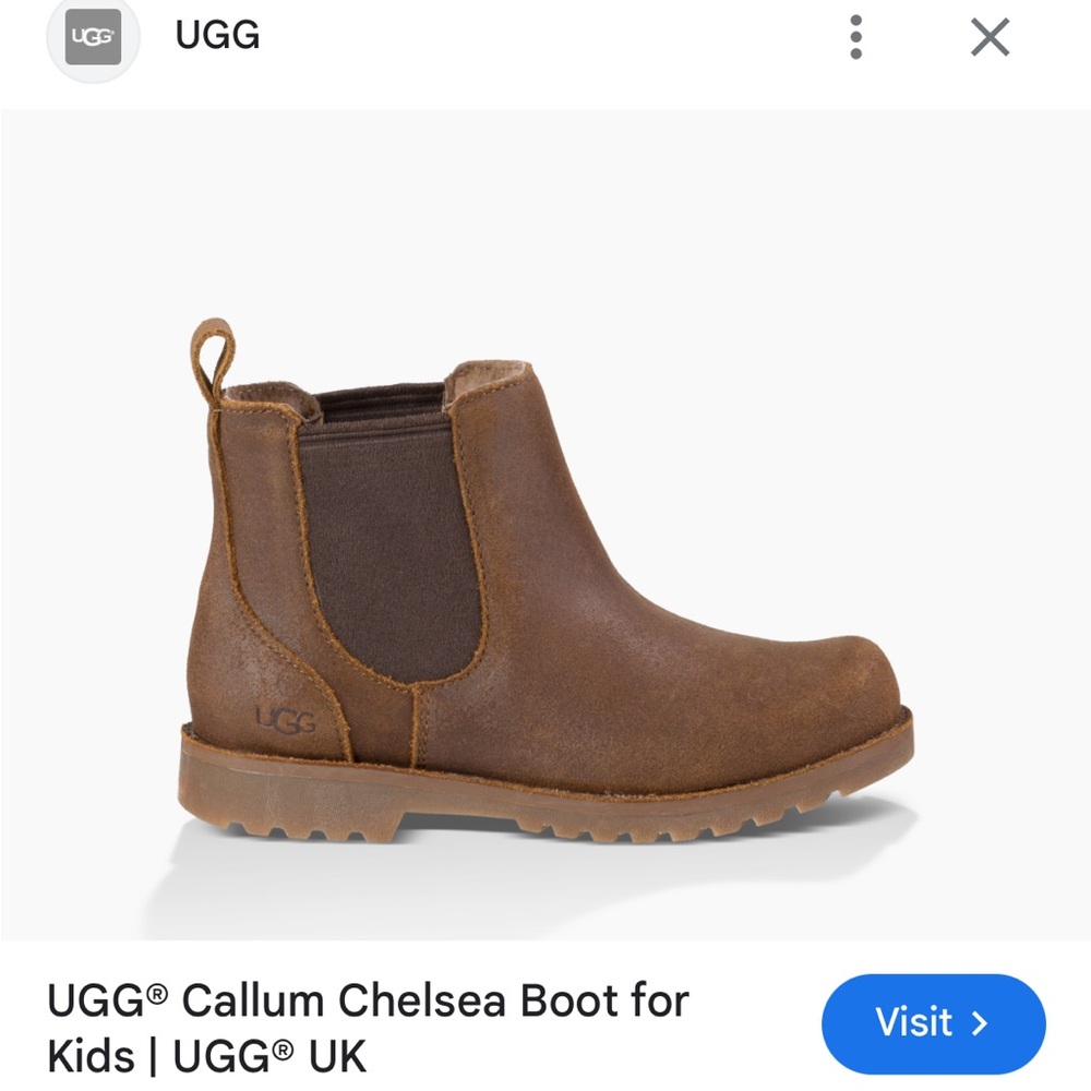 Brown UGG Suede Leather Callum Boots For Kids